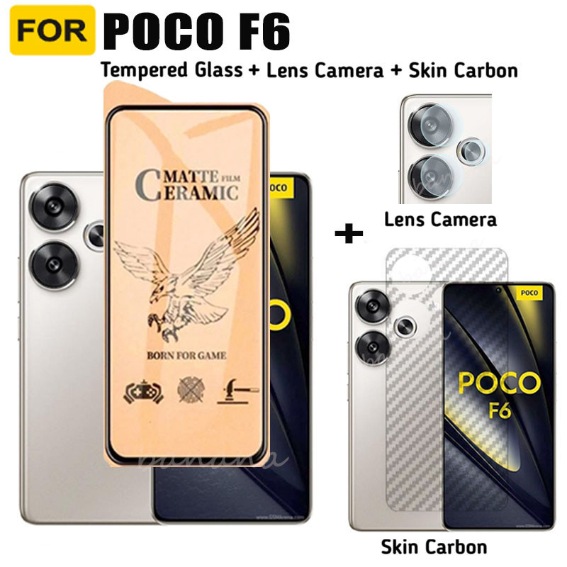 適用於 Poco F6 陶瓷磨砂軟膜 Poco F6 Pro 屏幕保護膜 3 合 1 Poco F5 F5 Pro X6