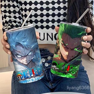 【透明杯蓋】炫彩海賊王吸管隨手杯咖啡杯保溫杯ins高顔值便攜學生水杯冰霸杯新款現貨~~