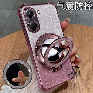 四角電鍍閃粉 小米 POCO X7 Pro手機保護殼 xiaomiPOCOX7Pro保護殼 閃粉鏡面支架 防摔殼