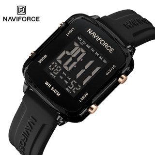 Naviforce NF7120 女士運動防水液晶顯示屏簡約方形日曆電子矽膠錶帶女孩手錶