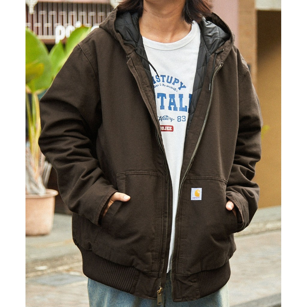 【ZIPPER】S號 CARHARTT Washed Duck Active Jacket J130 經典保暖外套 深棕