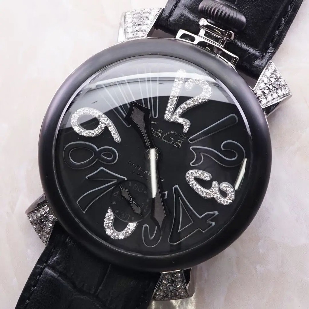 GaGa Milano 手錶 Manuale 黑 鑽石 日本直送 二手