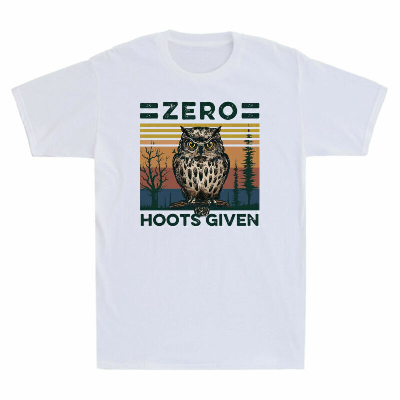 Owl Zero Hoots Given 搞笑復古男士短袖 T 恤復古成人 T 恤