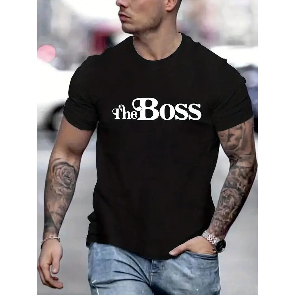 The Boss 圖案男士舒適 T 恤圖案 T 恤戶外