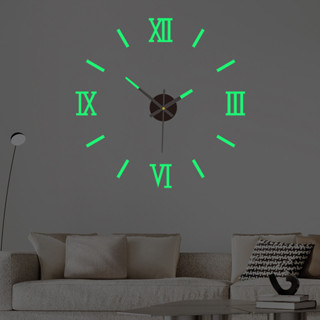 創意免打孔夜光DIY掛鐘臥室客廳鏡面時鐘靜音亞克力裝飾牆貼鐘錶