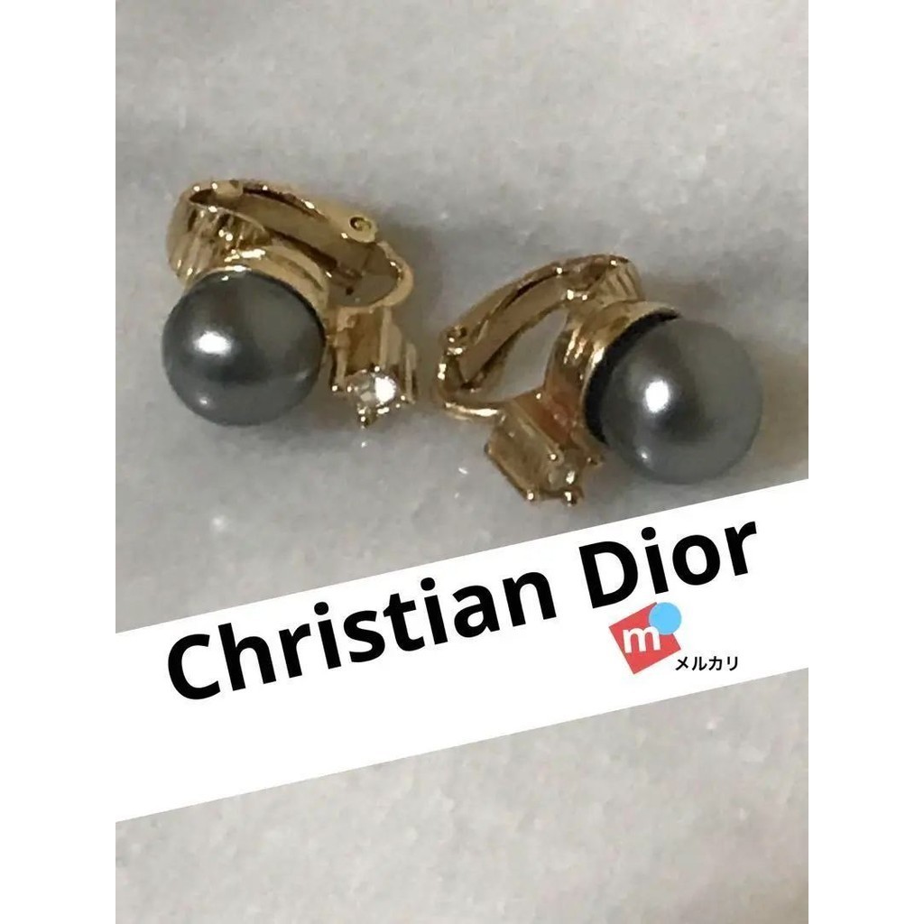 Dior 迪奧 耳環 灰色 珍珠 日本直送 二手