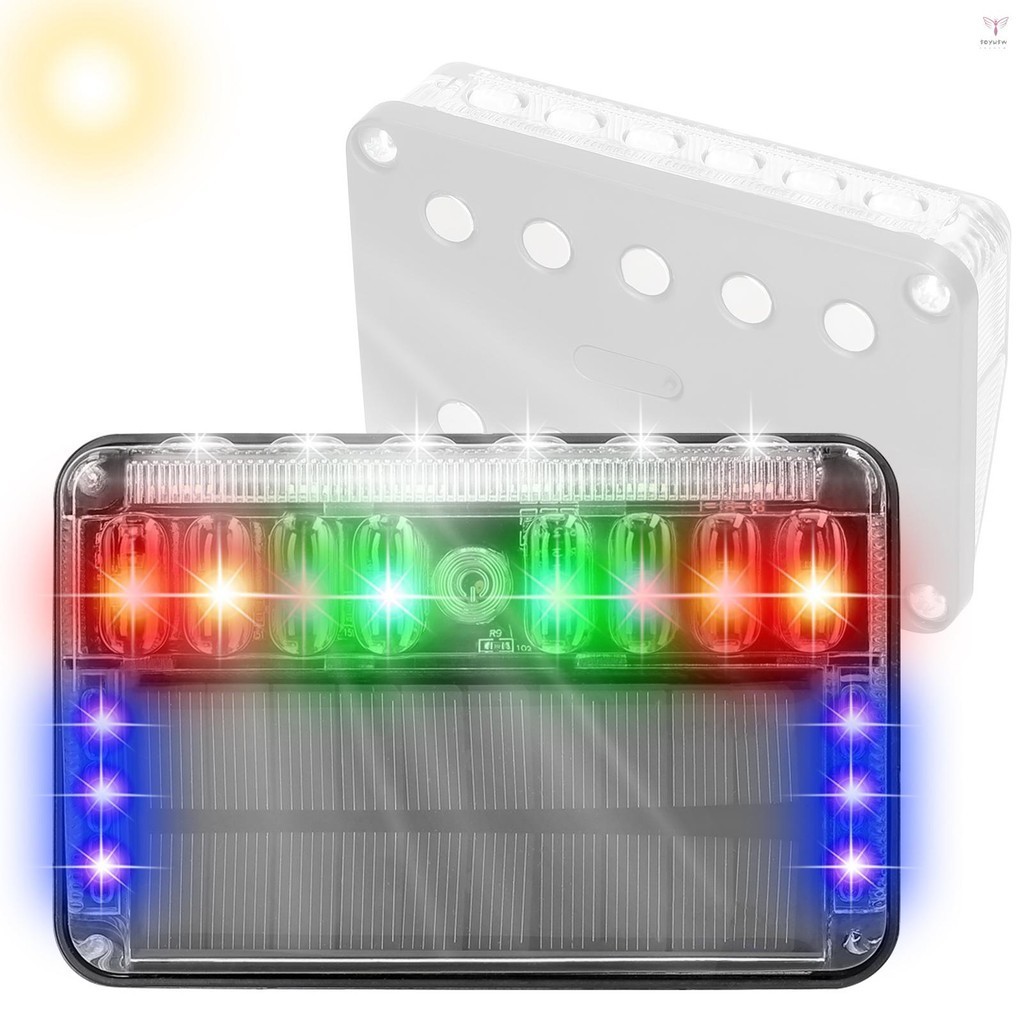 Uurig)汽車太陽能閃光燈彩色 LED 夜間警示燈 IP66 防水尾燈帶側燈支持 2 種燈光模式,適用於汽車卡車拖拉機