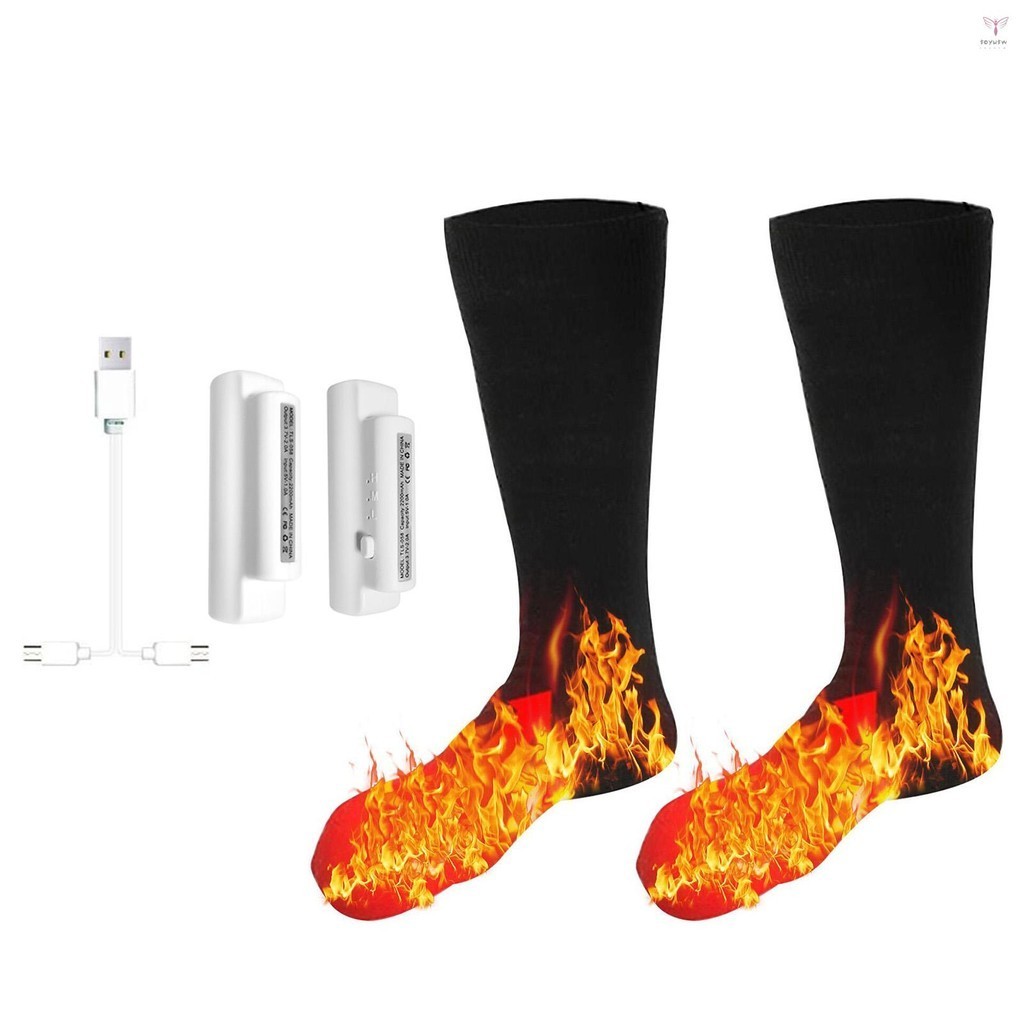 Uurig)3.7v 加熱襪男女款暖腳襪,電熱襪,可水洗電池加熱襪,適合冬季滑雪遠足釣魚騎行,保持
