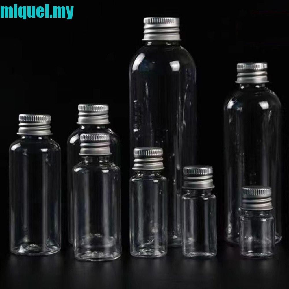 Miquel 10 件塑料瓶帶鋁蓋,6 種尺寸 U 型迷你塑料罐,測試瓶迷你 PET 透明鋁蓋空瓶藝術工藝品