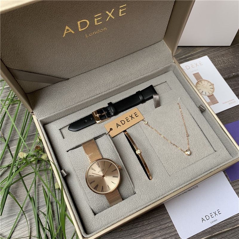 （$最流行$)ADEXE 唐藝昕同款英國倫敦的品牌小眾簡約冷淡風格簡單手錶套裝