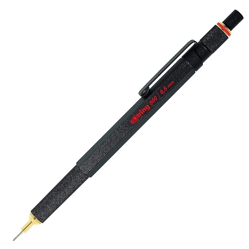 Rotring ROTRING800 黑色机械铅笔 0.5 毫米旋转插口型 1904447 原装进口商品。