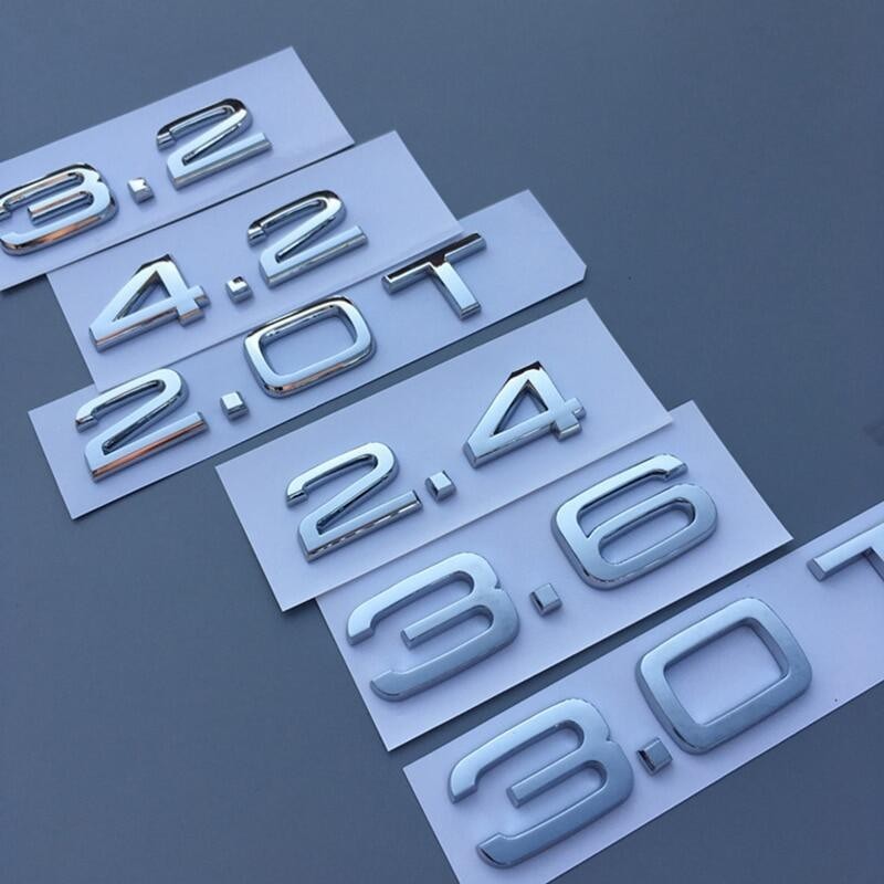 有趣的汽車汽車改裝後備箱徽章標誌貼紙適用於奧迪 1.8T 2.0T 2.4 3.0T 3.2 3.6 4.2 A3 A4