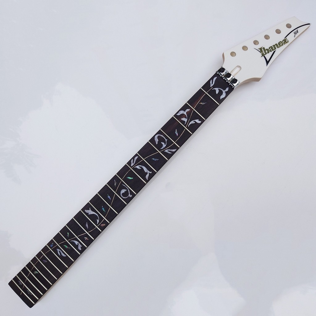 Ibanez 7V 電吉他琴頸玫瑰木指板鎖緊螺母 24 品生命之樹鑲嵌,21-24 扇形琴頸,用於 Ibanez 系列吉