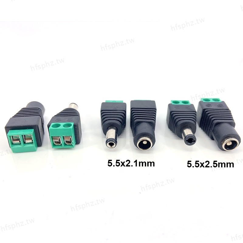 5.5mm x 2.1mm 5.5x2.5mm DC 母頭公連接器電源插頭適配器電纜端子,用於 5050 3528 LE
