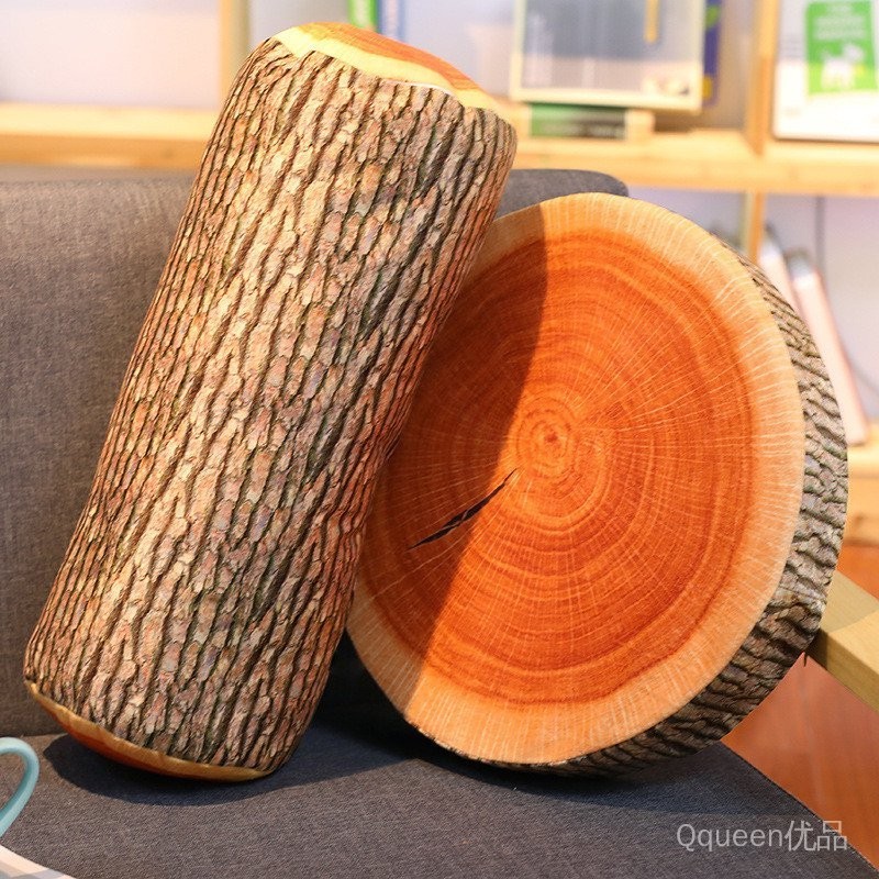 仿真木頭坐墊 木紋坐墊 個性創意 造型坐墊 防真木頭抱枕 造型靠墊木頭枕頭 木頭抱枕 木頭紋坐墊 可愛 有趣 椅墊