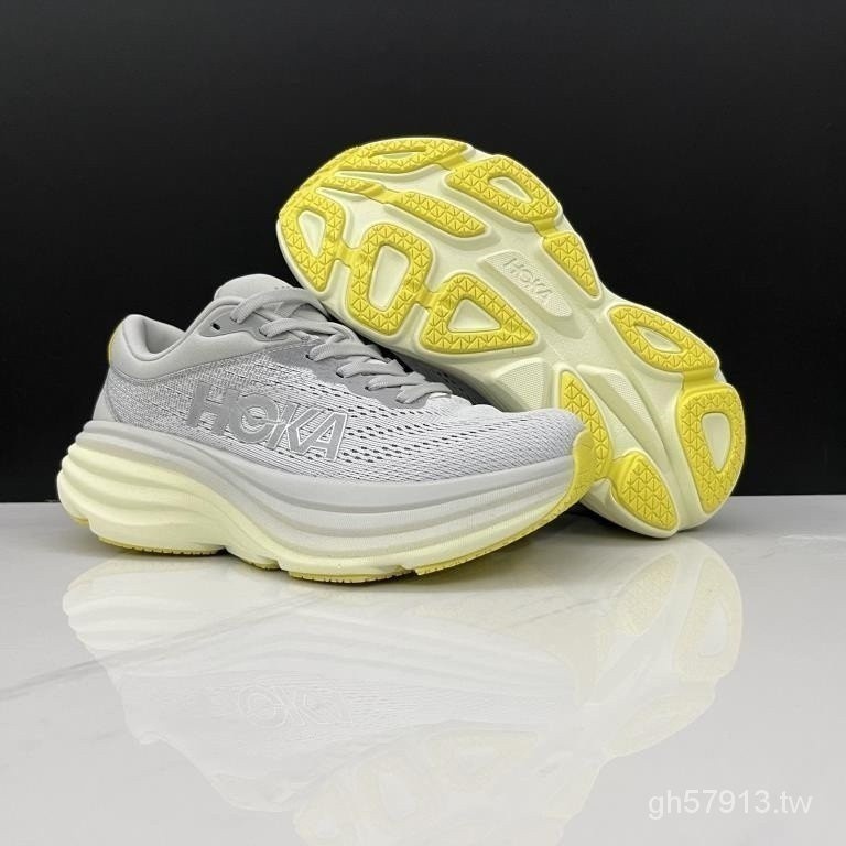 CCRO 【時裝】3Colors Hoka ONE ONE Bondi 8 淺灰黃色減震跑鞋運動鞋