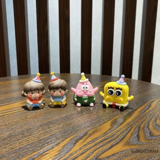 臺灣出貨 卡通可愛海綿寶寶桌麵小擺件創意治癒係車載中控臺迷你裝飾品玩偶