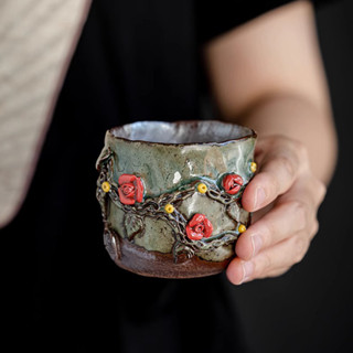 【現貨】日式陶瓷杯 水杯 馬克杯 咖啡杯子 柴燒茶杯主人杯單杯大容量複古手工功夫泡茶杯防燙家用陶瓷品茗杯