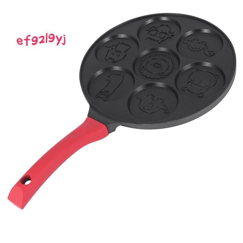 煎餅機 - 不粘煎餅鍋烤盤烤盤迷你可麗餅機 7 模煎餅帶矽膠手柄,黑色動物
