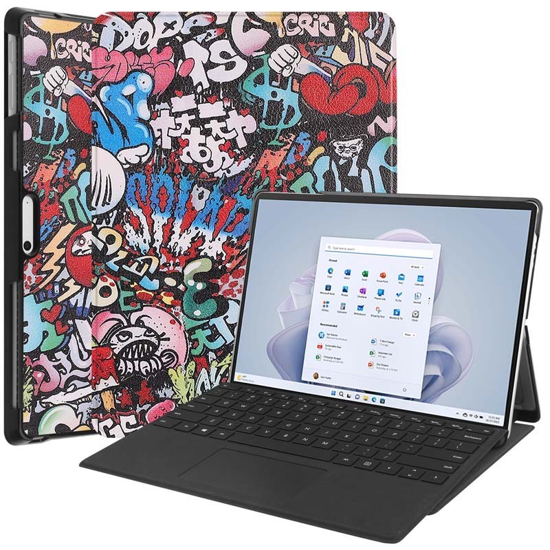 支架站立保護殼適用於微軟 Surface Pro 10 9 PU皮革平板套 Pro10 Pro9 皮套可一起裝下鍵盤