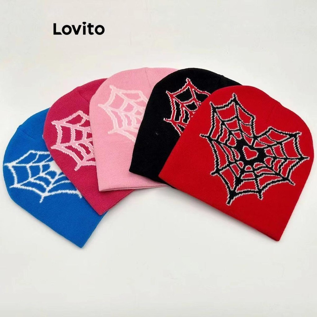 Lovito 女用休閒心型蜘蛛網帽 LFA27384