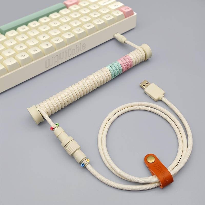 ⭐台灣免運⭐客製化鍵盤線 航插線 Type-c編織數據彈簧線 定製rgb發光線