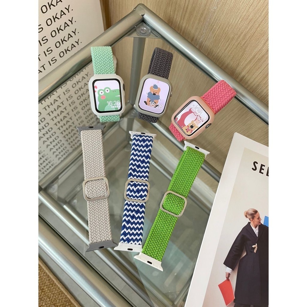 TTJ/代替使用/適用iwatch7錶帶apple watch 6代可調整彈力尼龍腕帶SE/5/4編織帶