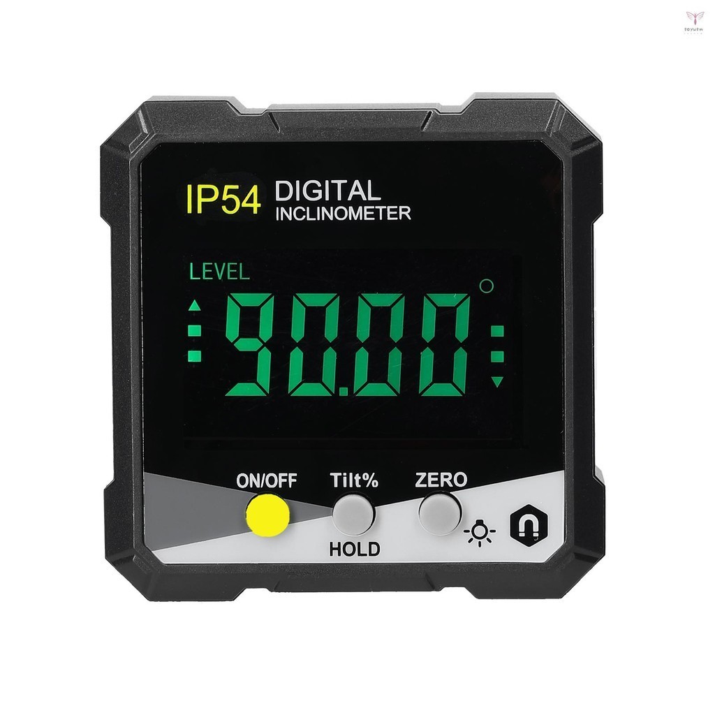 Ip54 4*90° 便攜式數字傾角儀 LCD 背光數字量角器坡度計數字角度尺單面磁性多功能量角器絕對相對測量