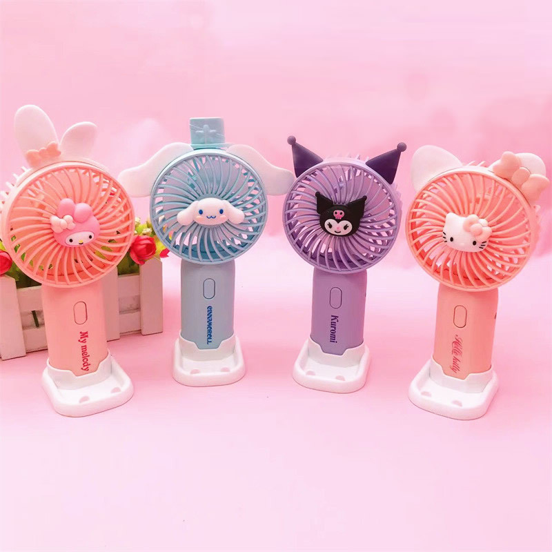 三麗鷗 Kuromi Cinnamoroll Melody Hello Kitty 卡通可愛USB充電風扇小巧迷你兒童學