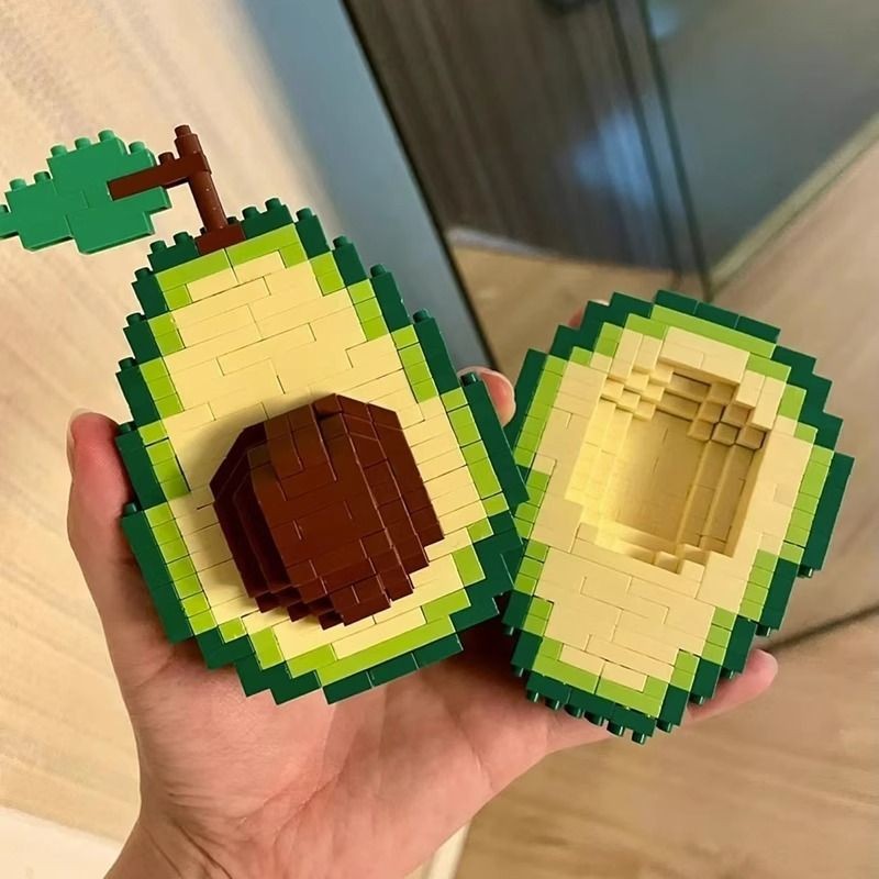 水果系列水蜜桃酪梨 積木拼裝DIY微顆粒玩具兼容樂高送女孩禮物