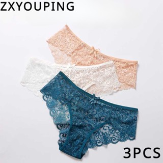 Zxyouping 3 件鏤空內褲女士內衣蕾絲內褲舒適柔軟 S-XL