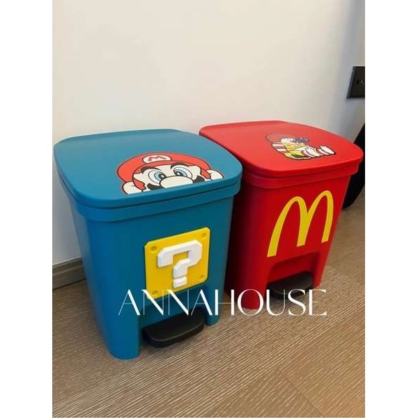麥當勞垃圾桶客廳腳踏馬里奧可愛創意裝飾擺件家用廚房臥室高顏值