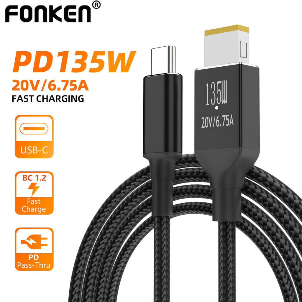 Fonken PD 135W C 型充電器 USB-C 轉方形 USB 充電器快速充電適配器適用於聯想電腦