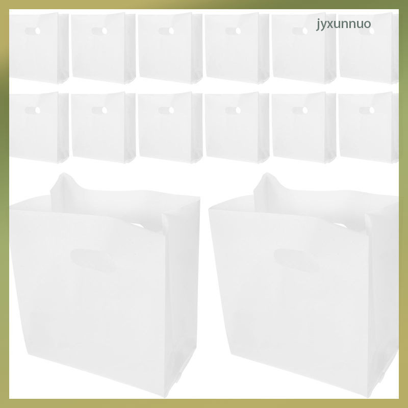 50 件裝吐司包裝袋精品袋手提包白色帶把手散裝塑料派對禮品購物麵包店 jyxunnuo
