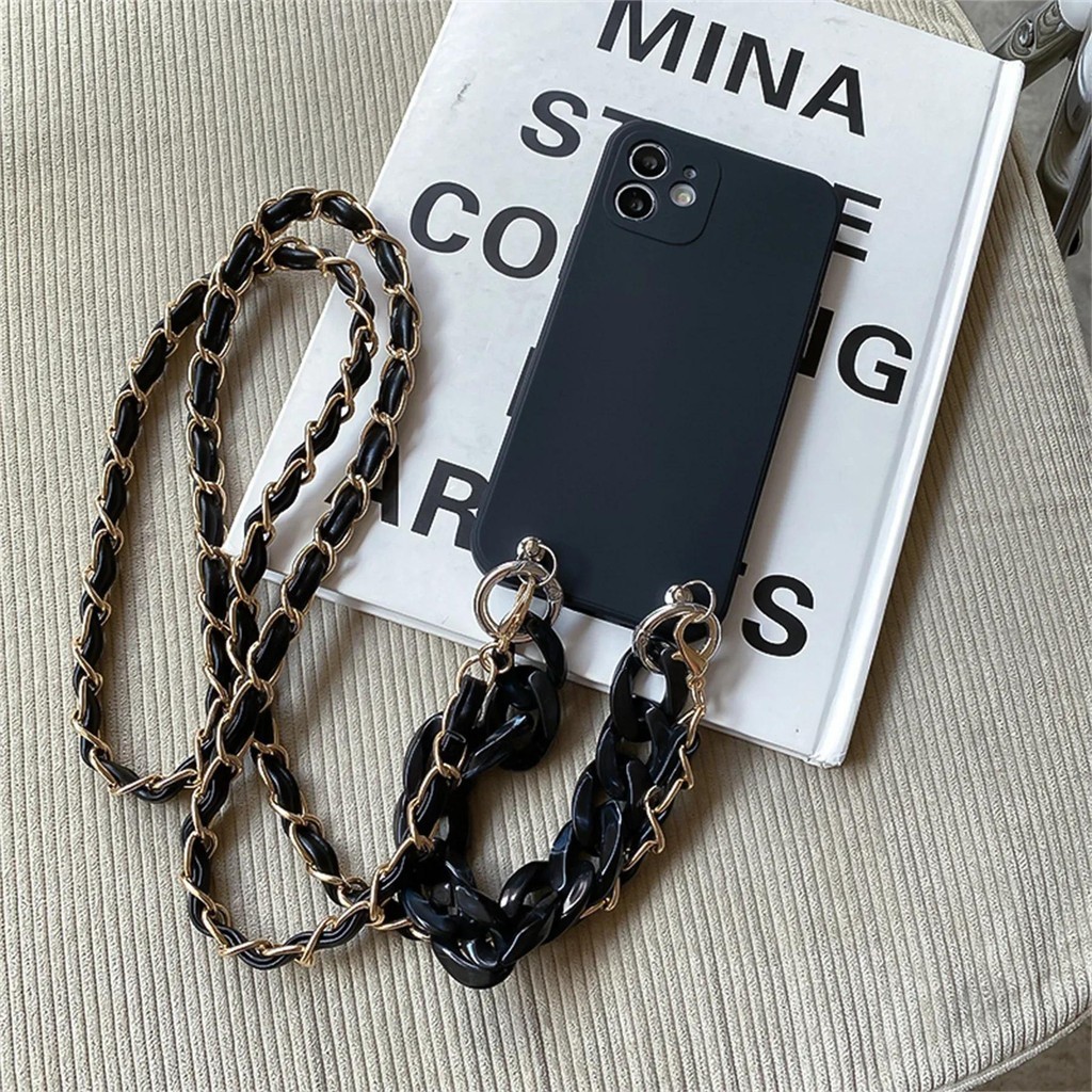 斜挎鏈項鍊手鍊皮革掛繩手機殼適用於 iphone 15 12 11 13 14 Pro Max XS XSMAX 7 8