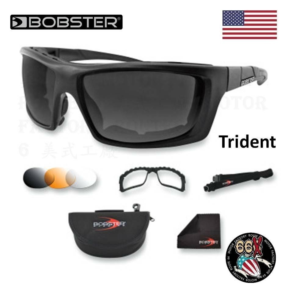 《美式工廠》 美國 BOBSTER 三叉戟　TRIDENT 可換伸縮帯風鏡 墨鏡  護目鏡　抗UV 3合1鏡片