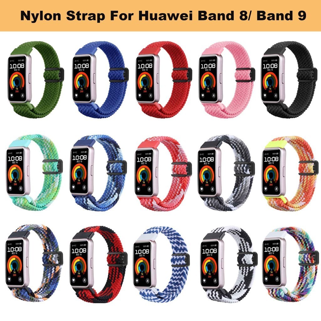 適用於華為 Band 9 皮帶錶帶的彈力編織尼龍錶帶/Band 8 SmartWatch Band Bracelet 腕