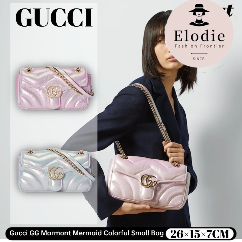 古馳 2024 Gucci GG Marmont Mermaid 彩色小包女士單肩包