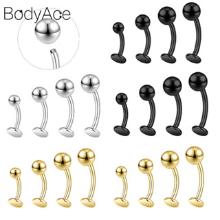 Bodyace 1 件 16G/18G 外螺紋肚臍穿孔不銹鋼身體穿孔海螺耳環中央眉毛黑色耳釘