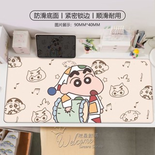 ✨ins蠟筆小新 滑鼠墊 超大號 公主請發財 辦公室 文字 打工人 電腦鍵盤 防水 防滑滑鼠墊