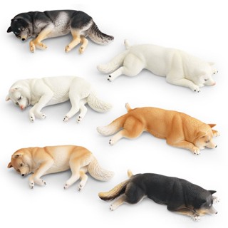 ❤樂樂屋❤模擬動物狗狗模型兒童認知趴睡柴犬巴西犬寵物狗裝飾擺件玩具兒童創意禮物