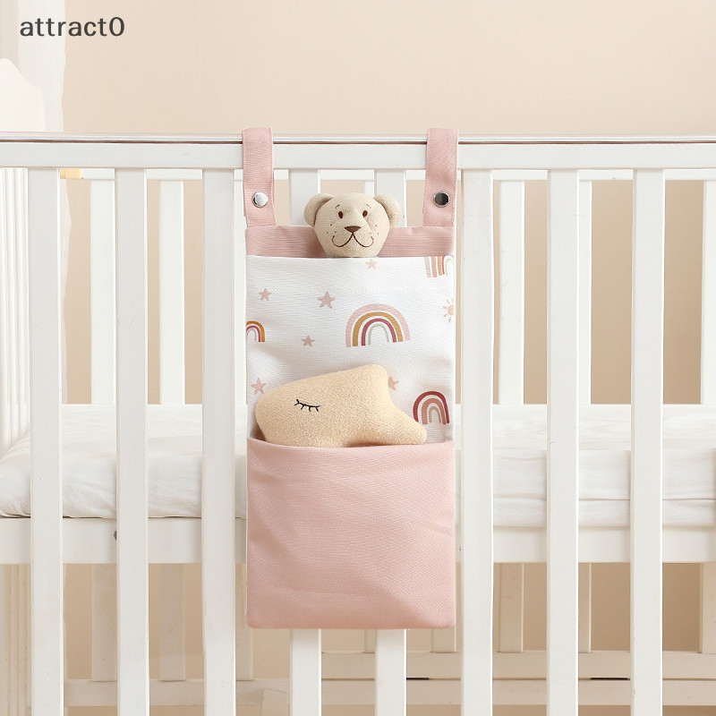 Attact 嬰兒床收納袋床掛式儲物袋嬰兒床尿布收納袋兒童玩具口袋嬰兒床袋新生兒嬰兒床床頭收納袋 TW