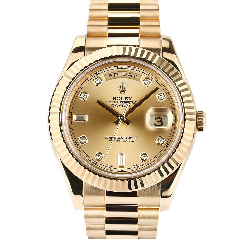 日期-218238機械星期手錶黃金 自動鑲鑽星期男式日誌型