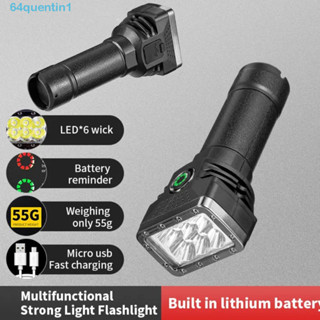 Quentin1 迷你 6 LED 手電筒,高亮度 ABS 強光 6 LED 手電筒,功率顯示 6 LED 鋁合金便攜式