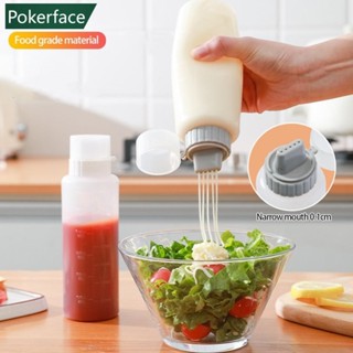 Pokerface 175/350ml 多功能 5 孔沙拉擠壓瓶番茄醬容器帶刻度蜂蜜果醬可再填充調味醬瓶 B1N9