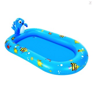 可愛的海豚充氣灑水池兒童 170 * 101 厘米/ 67 * 40 英寸大飛濺水游戲墊游泳池夏季水上玩具兒童游泳池戶外