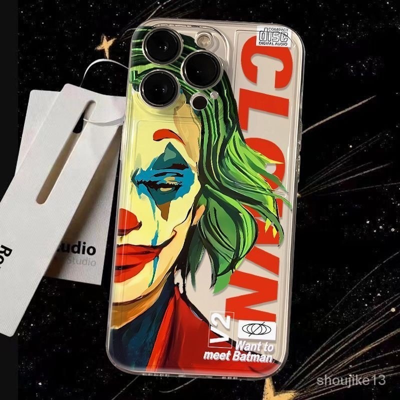油畫小丑適用於蘋果15 14蘋果13promax手機殼iPhone12透明太空殼x xr矽膠8p7情侶網紅潮牌 XBSZ