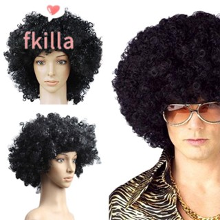 FKILLA黑色非洲捲髮假髮各種顏色時尚嘉年華派對道具小丑角色扮演捲髮