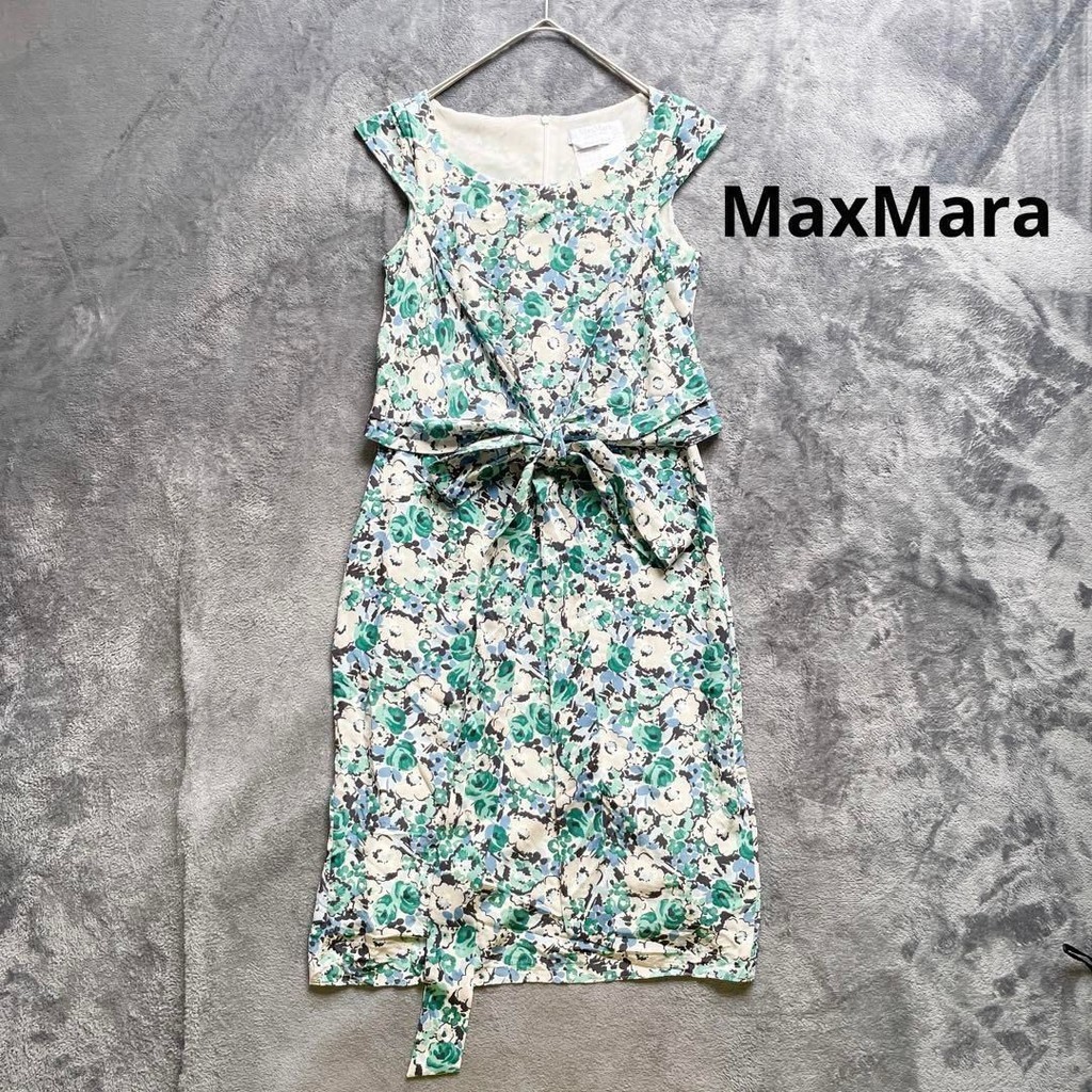 二手 - 義大利 MaxMara 綢 花卉連衣裙 38