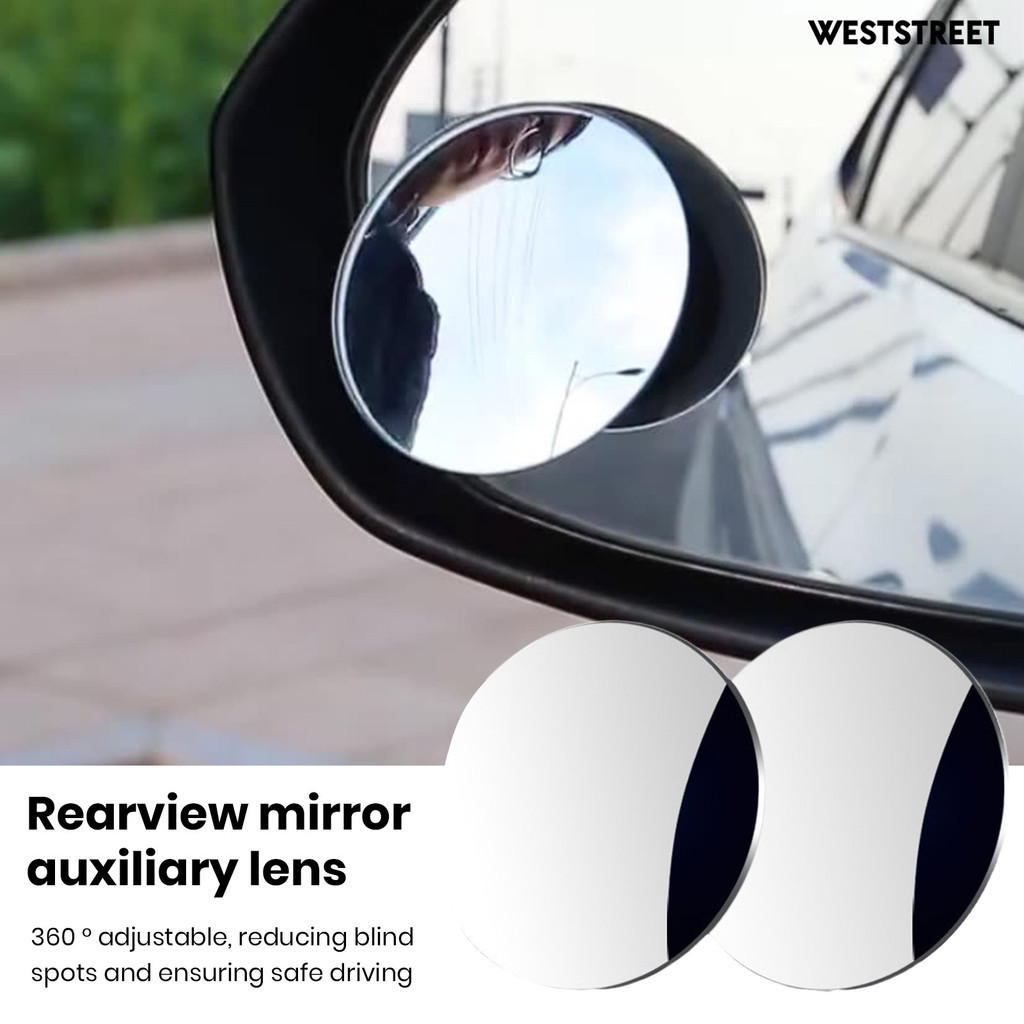[滿額免運]汽車無邊框小圓鏡360度可調整倒車盲點鏡高清玻璃廣角後視輔助鏡